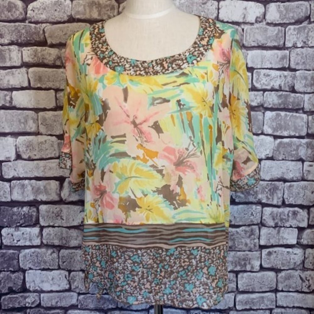 Coldwater Creek Sheer Silk Blouse Size S/M